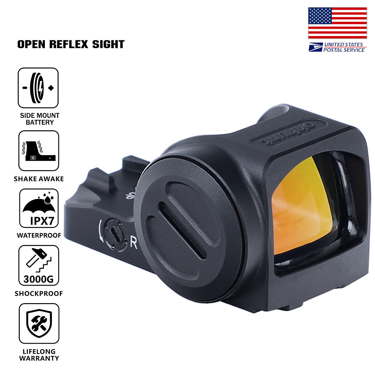 VEXTAC® RD U5 3 MOA Dot Reticle Open Reflex Sight 3000G Shockproof Shake Awake Sight Compatible with Full-Size Glock MOS Systems